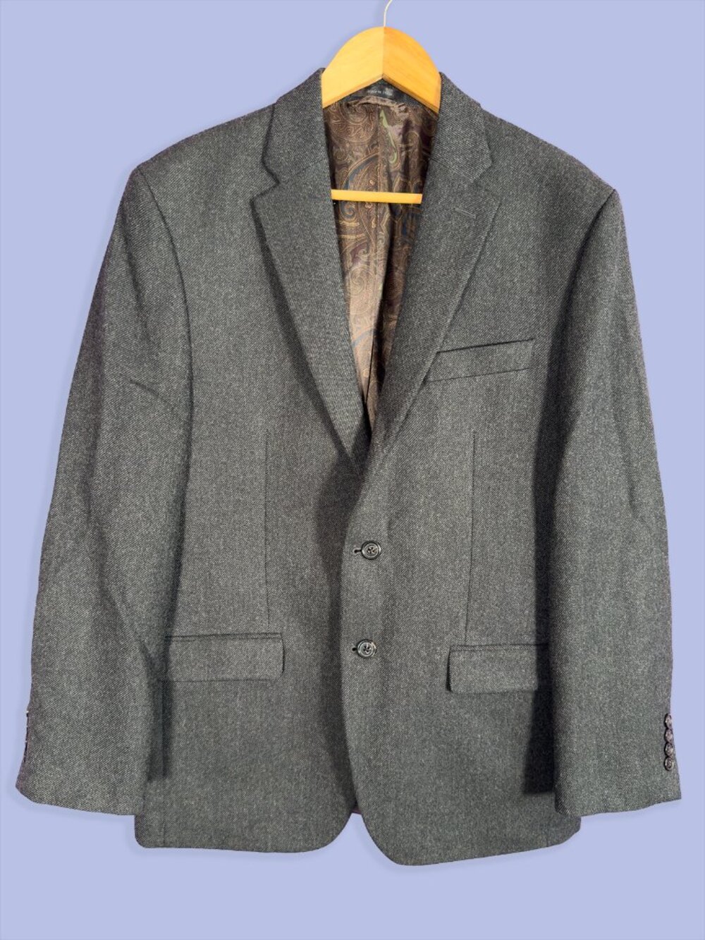 Lauren Ralph Lauren 100% Wool Gray Blazer Sport Coat Paisley Lined Men's 40R